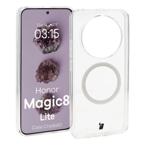 Etui z pierścieniem magnetycznym Bizon Case CrystalO do Honor Magic8 Lite przezroczyste