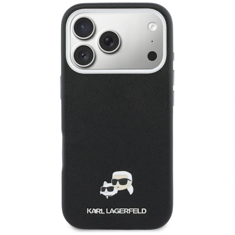 Etui Karl Lagerfeld Karl & Choupette Head Pins Saffiano MagSafe do Apple iPhone 17 Pro czarny