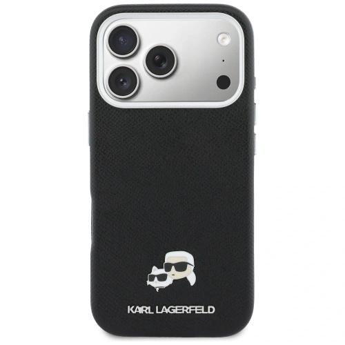 Etui Karl Lagerfeld Karl & Choupette Head Pins Saffiano MagSafe do Apple iPhone 17 Pro Max czarny