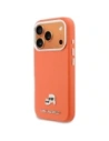Etui Karl Lagerfeld Karl & Choupette Head Pins Saffiano MagSafe do Apple iPhone 17 Pro Max pomarańczowy