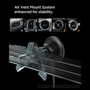 Uchwyt samochodowy do kratki z ładowarką Spigen EV15MAQ Essential Magnetic MagSafe Vent Car Mount Wireless Charger 15W QI2 Black