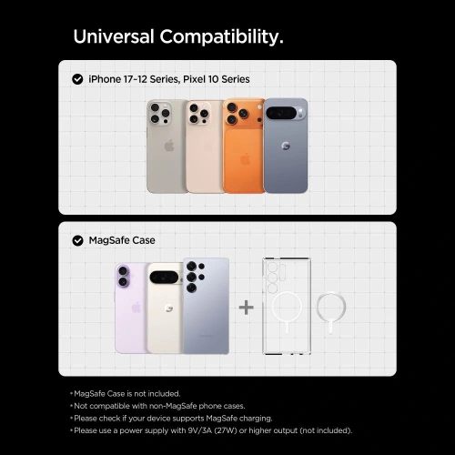 Uchwyt samochodowy do kratki z ładowarką Spigen EV15MAQ Essential Magnetic MagSafe Vent Car Mount Wireless Charger 15W QI2 Black