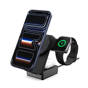 Ładowarka bezprzewodowa Spigen EF323MQ Essential 3in1 Magnetic MagSafe Wireless Charger 25W Qi2.2 Black