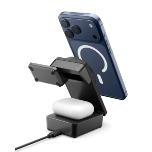 Ładowarka bezprzewodowa Spigen EF323MQ Essential 3in1 Magnetic MagSafe Wireless Charger 25W Qi2.2 Black