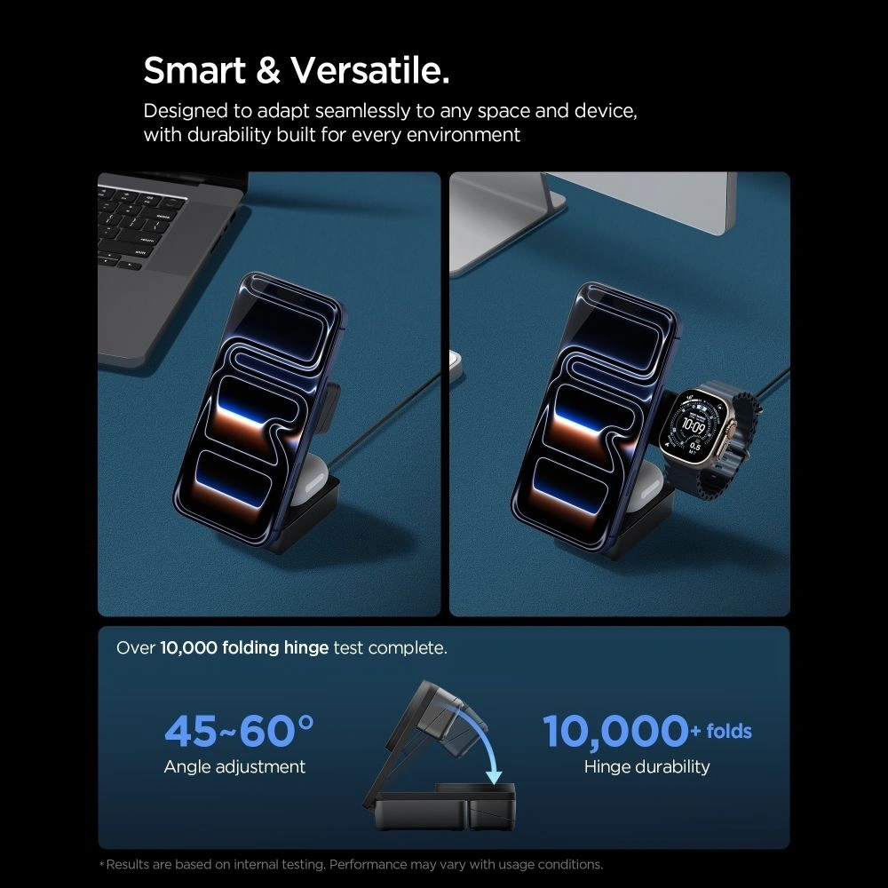 Ładowarka bezprzewodowa Spigen EF323MQ Essential 3in1 Magnetic MagSafe Wireless Charger 25W Qi2.2 Black