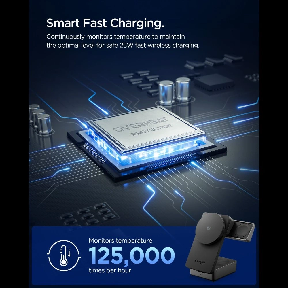 Ładowarka bezprzewodowa Spigen EF323MQ Essential 3in1 Magnetic MagSafe Wireless Charger 25W Qi2.2 Black