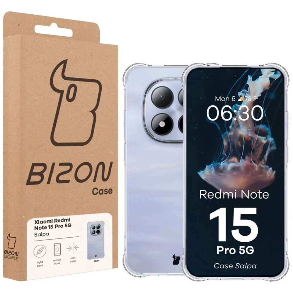 Elastyczne etui Bizon Case Salpa do Xiaomi Redmi Note 15 Pro 5G przezroczyste