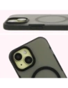 Etui z pierścieniem magnetycznym + szkło hartowane Bizon MatteO Pack do Apple iPhone 15 przydymione-czarne
