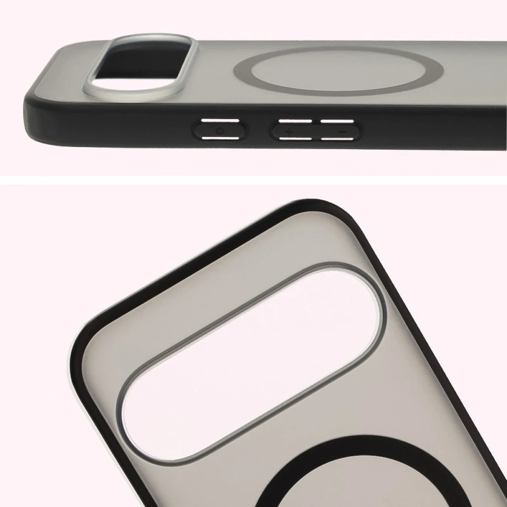 Etui z pierścieniem magnetycznym + szkło hartowane Bizon MatteO Pack do Google Pixel 10 / 10 Pro przydymione-czarne