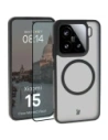 Etui z pierścieniem magnetycznym + szkło hartowane Bizon MatteO Pack do Xiaomi 15 przydymione-czarne