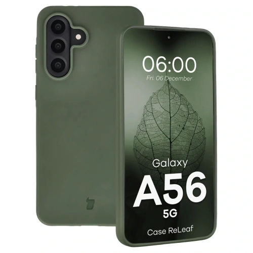 Etui z recyklingu Bizon Case ReLeaf do Samsung Galaxy A56 5G ciemnozielone