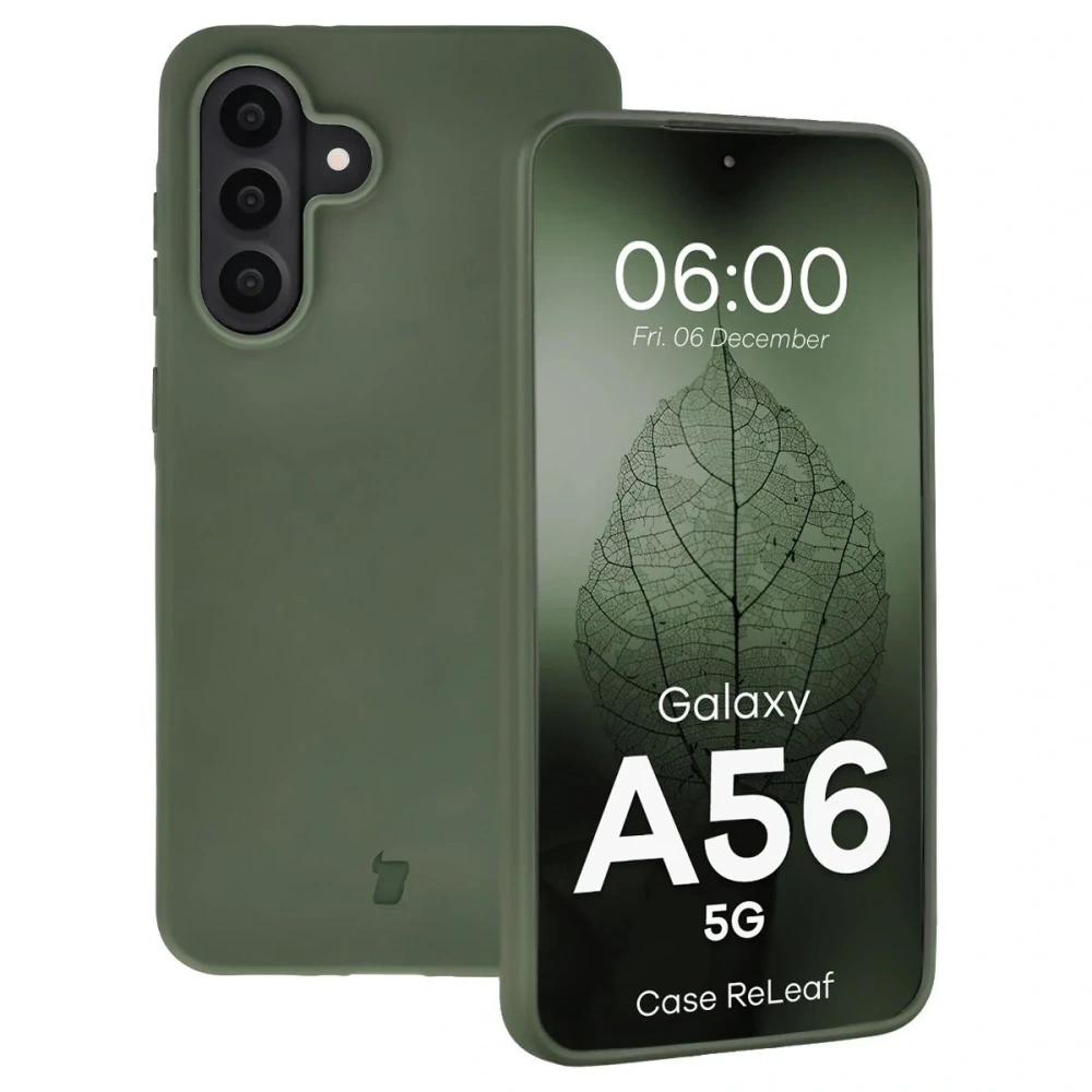 Etui z recyklingu Bizon Case ReLeaf do Samsung Galaxy A56 5G ciemnozielone