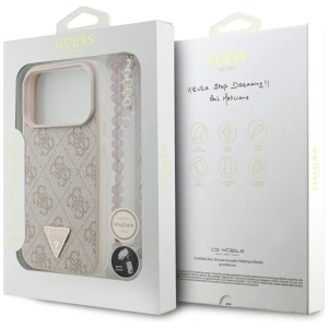 Etui Guess 4G Strap Triangle Logo MagSafe do Apple iPhone 17 Pro różowy