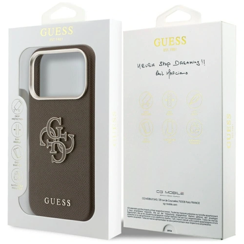 Etui Guess FW Resin Logo do Apple iPhone 17 Pro brązowy