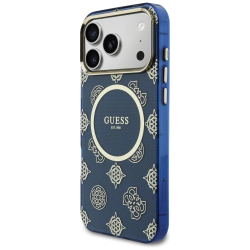 Etui Guess IML Peony Dot MagSafe do Apple iPhone 17 Pro Max niebieski