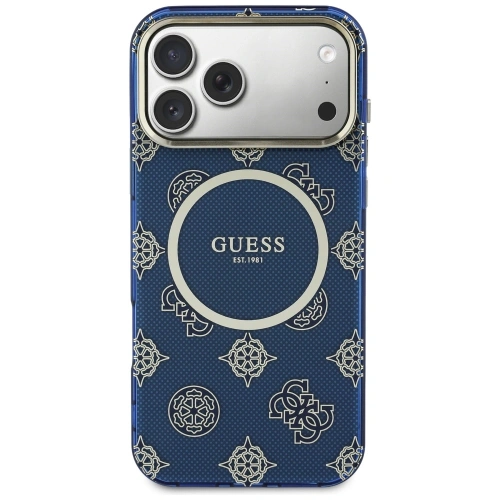 Etui Guess IML Peony Dot MagSafe do Apple iPhone 17 Pro Max niebieski