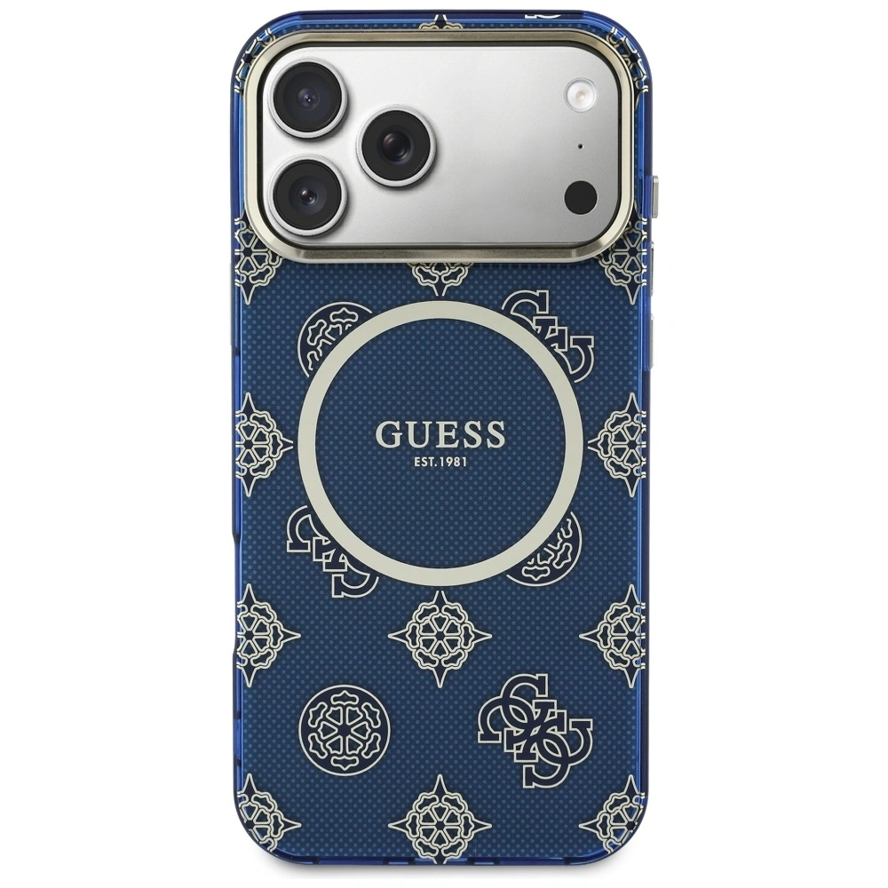 Etui Guess IML Peony Dot MagSafe do Apple iPhone 17 Pro Max niebieski