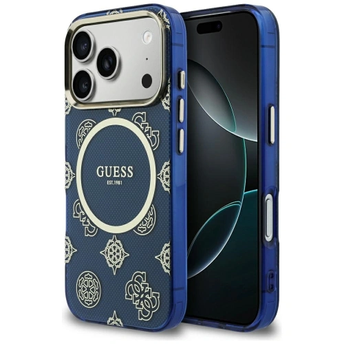 Etui Guess IML Peony Dot MagSafe do Apple iPhone 17 Pro niebieski
