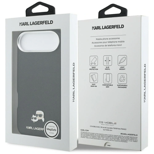 Etui Karl Lagerfeld Karl & Choupette Head Pins Saffiano MagSafe do Apple iPhone Air czarny