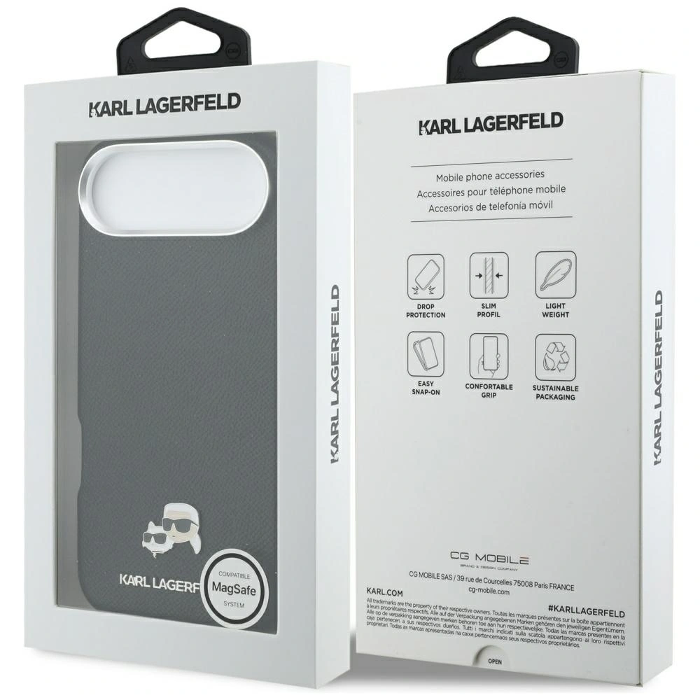 Etui Karl Lagerfeld Karl & Choupette Head Pins Saffiano MagSafe do Apple iPhone Air czarny