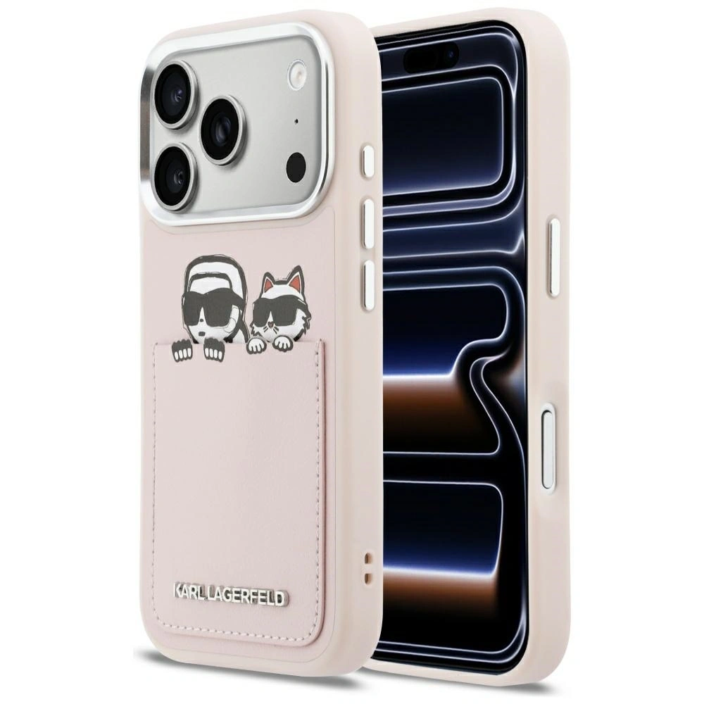 Etui Karl Lagerfeld Karl & Choupette Print & Pocket do Apple iPhone 17 Pro Max różowy