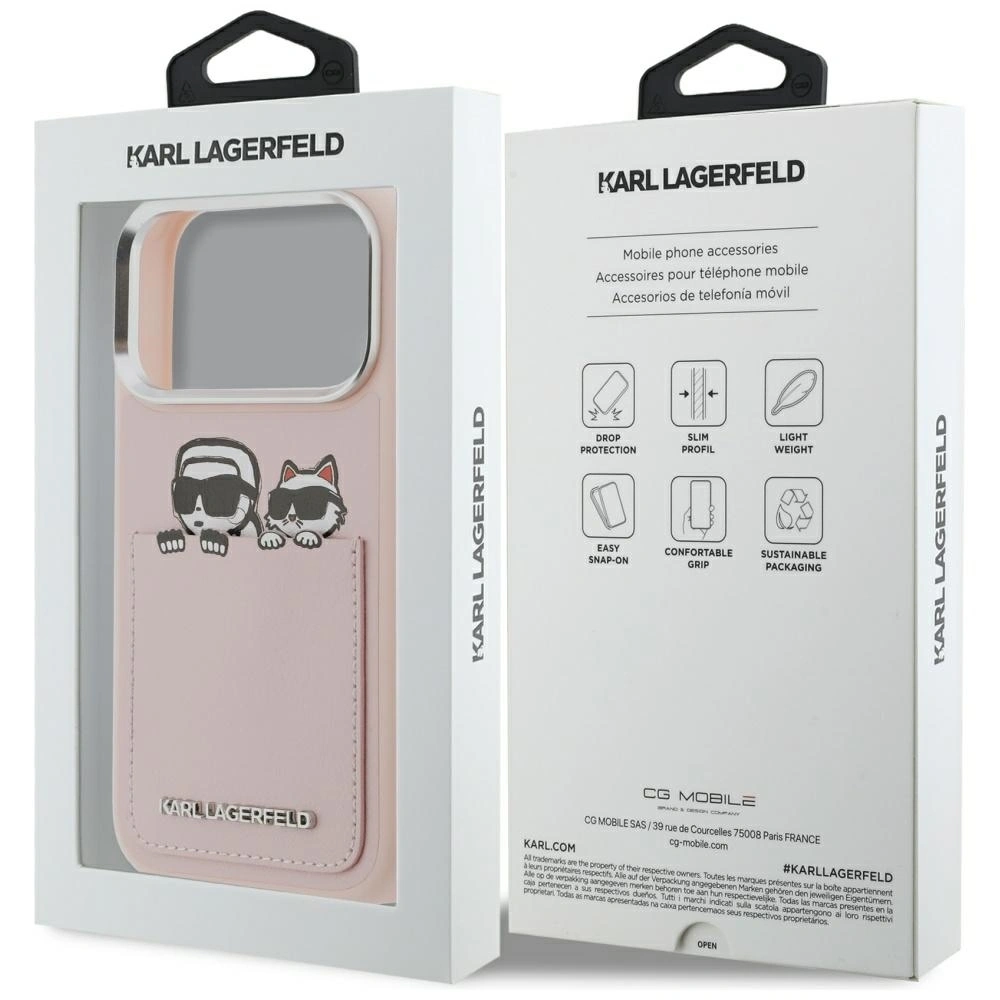 Etui Karl Lagerfeld Karl & Choupette Print & Pocket do Apple iPhone 17 Pro Max różowy
