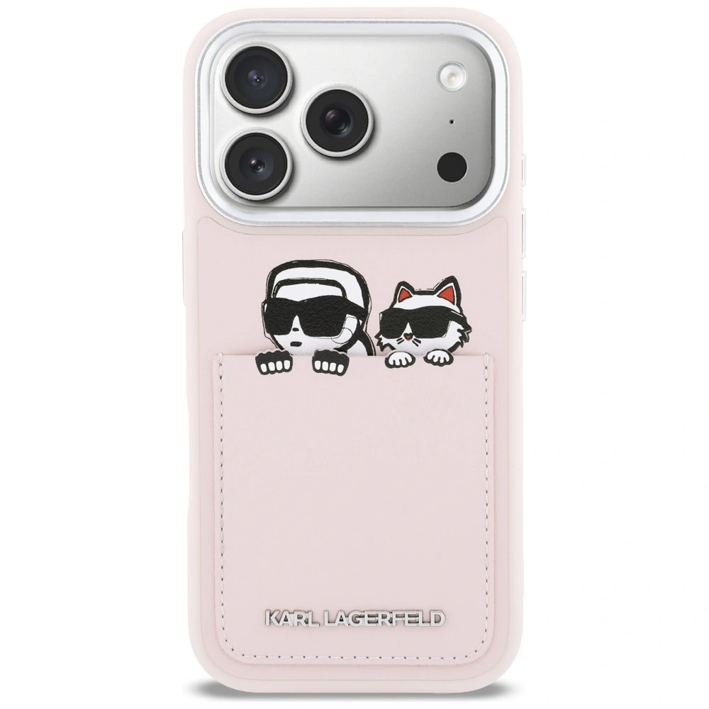 Etui Karl Lagerfeld Karl & Choupette Print & Pocket do Apple iPhone 17 Pro różowy