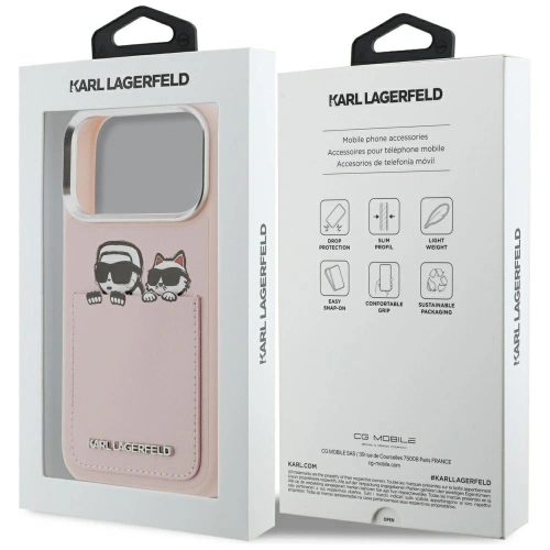Etui Karl Lagerfeld Karl & Choupette Print & Pocket do Apple iPhone 17 Pro różowy