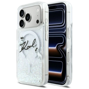 Etui Karl Lagerfeld Liquid Glitter Karl Script Logo MagSafe do Apple iPhone 17 Pro przezroczysty