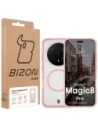 Etui z pierścieniem magnetycznym Bizon Case MatteO do Honor Magic8 Pro przydymione-jasnoróżowe