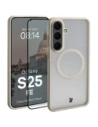 Etui z pierścieniem magnetycznym + szkło hartowane Bizon MatteO Pack do Samsung Galaxy S25 FE przydymione-beżowe