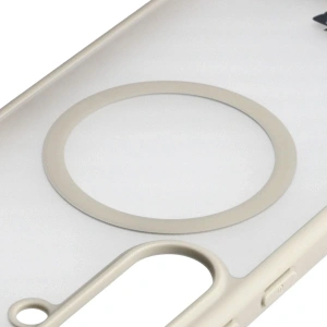 Etui z pierścieniem magnetycznym + szkło hartowane Bizon MatteO Pack do Samsung Galaxy S25 FE przydymione-beżowe