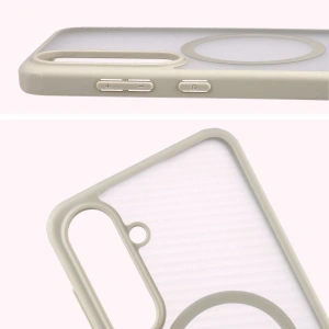 Etui z pierścieniem magnetycznym + szkło hartowane Bizon MatteO Pack do Samsung Galaxy S25 FE przydymione-beżowe