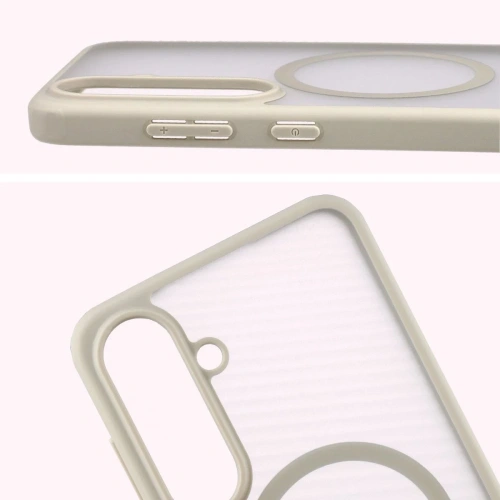 Etui z pierścieniem magnetycznym + szkło hartowane Bizon MatteO Pack do Samsung Galaxy S25 FE przydymione-beżowe