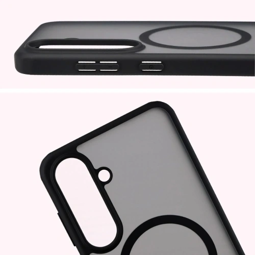 Etui z pierścieniem magnetycznym + szkło hartowane Bizon MatteO Pack do Samsung Galaxy S25 FE przydymione-czarne