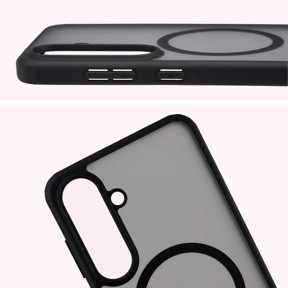 Etui z pierścieniem magnetycznym + szkło hartowane Bizon MatteO Pack do Samsung Galaxy S25 FE przydymione-czarne