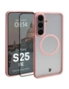 Etui z pierścieniem magnetycznym + szkło hartowane Bizon MatteO Pack do Samsung Galaxy S25 FE przydymione-jasnoróżowe