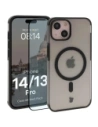 Etui z pierścieniem magnetycznym + szkło hartowane Bizon MatteO Pack do Apple iPhone 14 / 13 przydymione-czarne