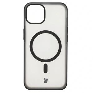 Etui z pierścieniem magnetycznym + szkło hartowane Bizon MatteO Pack do Apple iPhone 14 / 13 przydymione-czarne