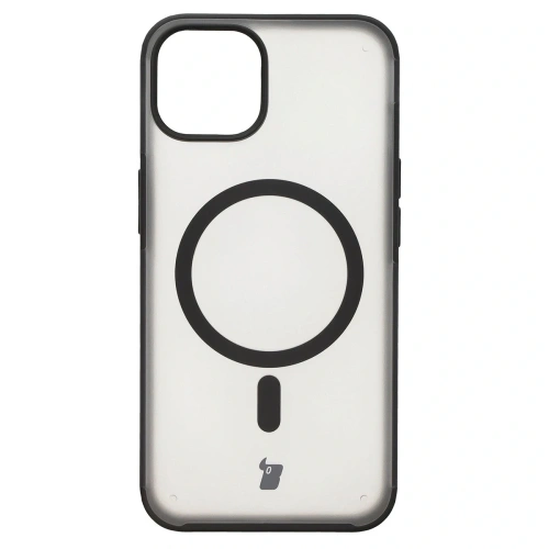Etui z pierścieniem magnetycznym + szkło hartowane Bizon MatteO Pack do Apple iPhone 14 / 13 przydymione-czarne