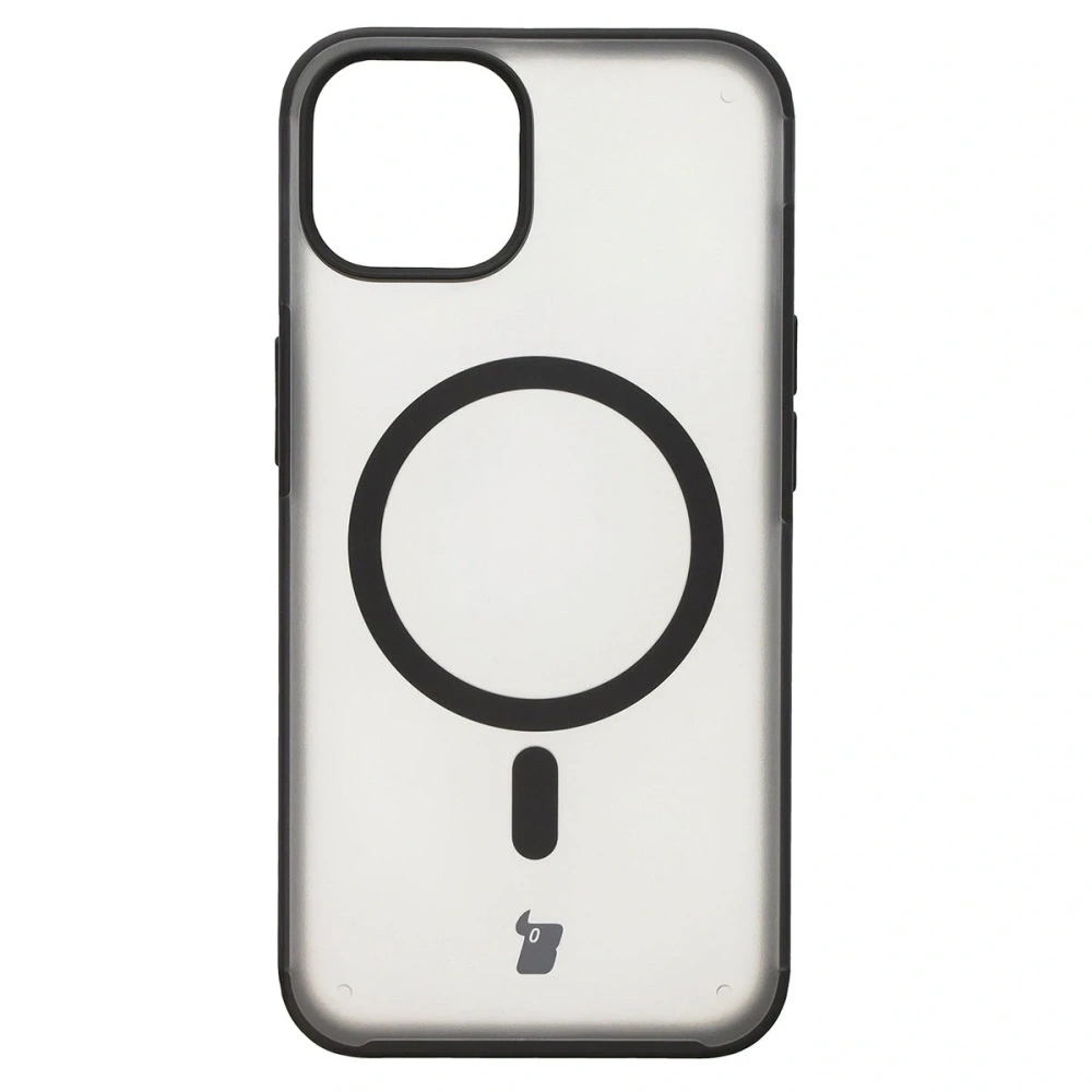 Etui z pierścieniem magnetycznym + szkło hartowane Bizon MatteO Pack do Apple iPhone 14 / 13 przydymione-czarne