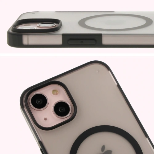 Etui z pierścieniem magnetycznym + szkło hartowane Bizon MatteO Pack do Apple iPhone 14 / 13 przydymione-czarne