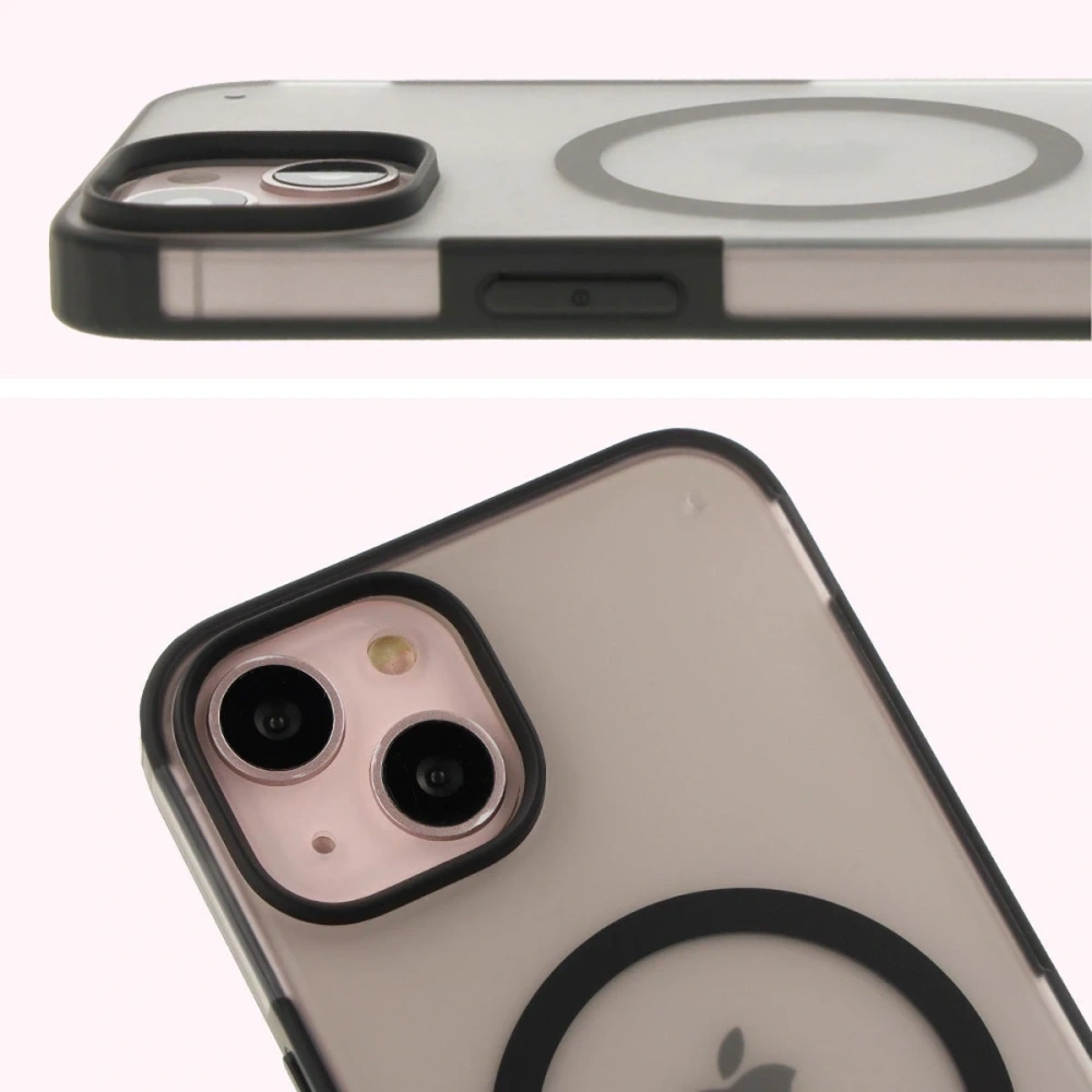 Etui z pierścieniem magnetycznym + szkło hartowane Bizon MatteO Pack do Apple iPhone 14 / 13 przydymione-czarne