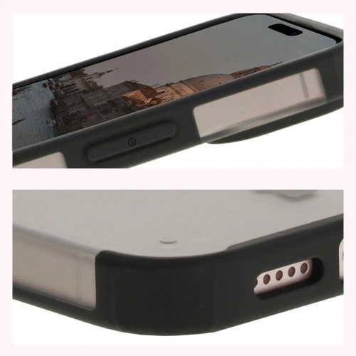 Etui z pierścieniem magnetycznym + szkło hartowane Bizon MatteO Pack do Apple iPhone 14 / 13 przydymione-czarne