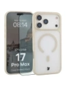 Etui z pierścieniem magnetycznym + szkło hartowane Bizon MatteO Pack do Apple iPhone 17 Pro Max przydymione-beżowe