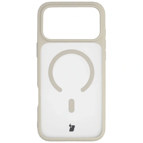 Etui z pierścieniem magnetycznym + szkło hartowane Bizon MatteO Pack do Apple iPhone 17 Pro Max przydymione-beżowe