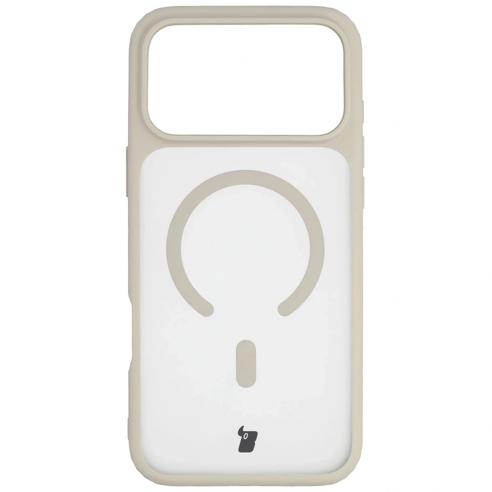 Etui z pierścieniem magnetycznym + szkło hartowane Bizon MatteO Pack do Apple iPhone 17 Pro Max przydymione-beżowe