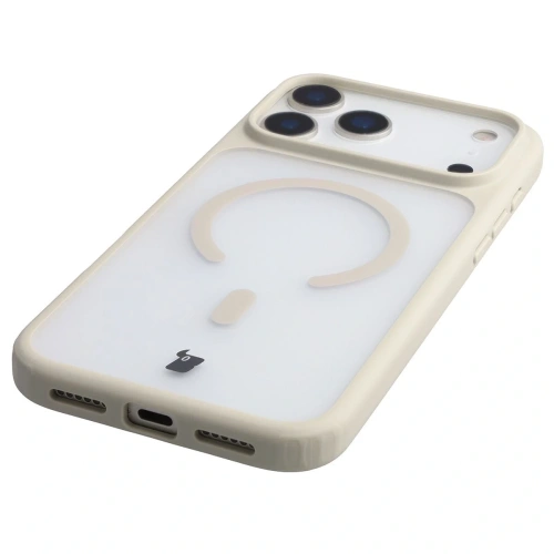 Etui z pierścieniem magnetycznym + szkło hartowane Bizon MatteO Pack do Apple iPhone 17 Pro Max przydymione-beżowe