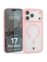 Etui z pierścieniem magnetycznym + szkło hartowane Bizon MatteO Pack do Apple iPhone 17 Pro Max przydymione-jasnoróżowe
