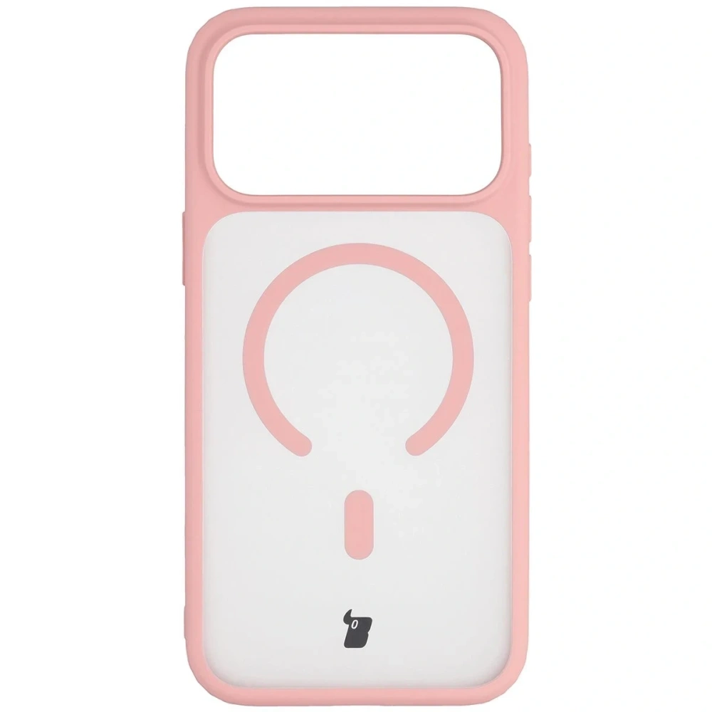 Etui z pierścieniem magnetycznym + szkło hartowane Bizon MatteO Pack do Apple iPhone 17 Pro Max przydymione-jasnoróżowe